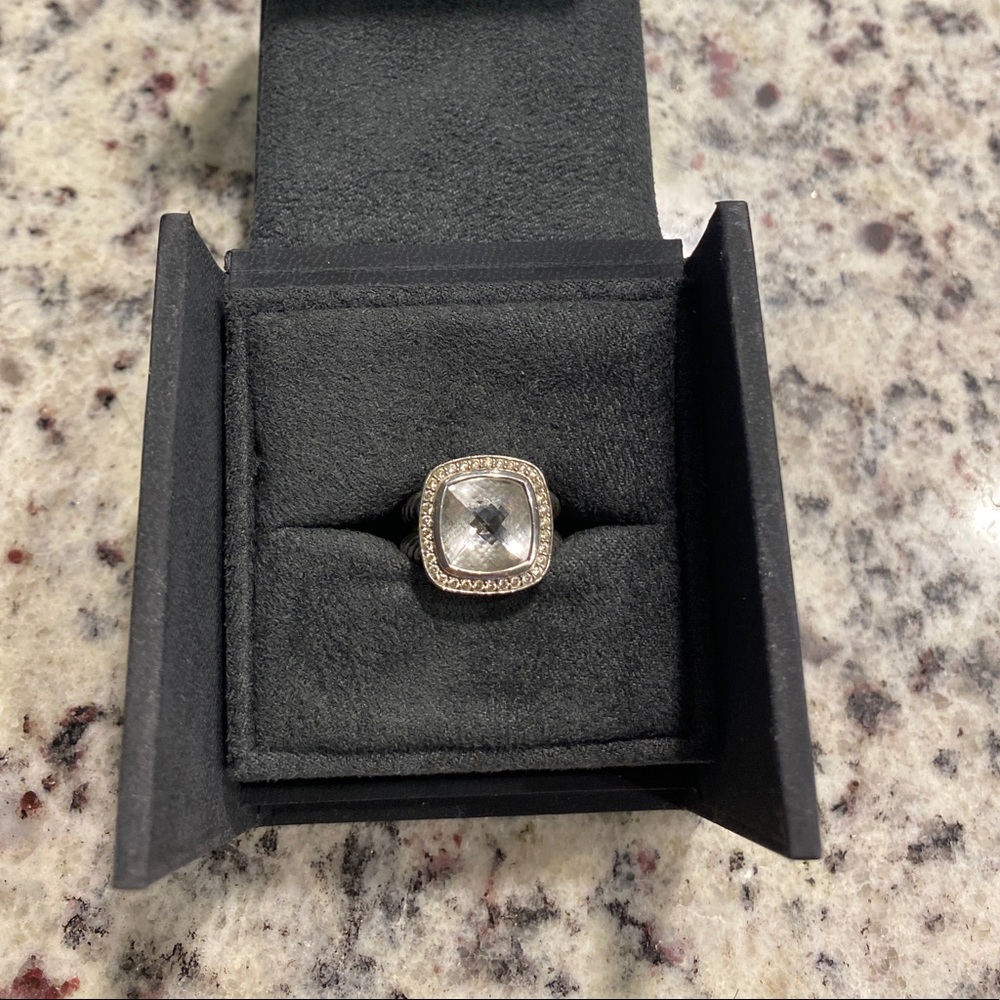 David Yurman 11mm Clear Quartz Albion Ring Size 5